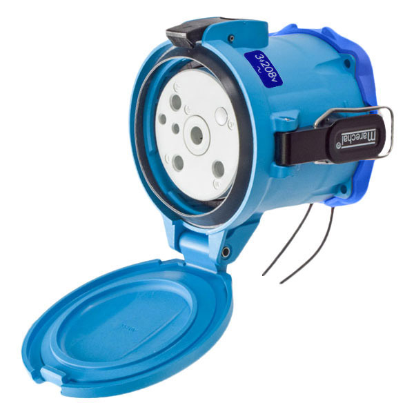 33-94163-262 - DS100 RECEPTACLE POLY BLUE SIZE 5 TYPE 4X 3P+G 100A 208 VAC 60 Hz +2 AUX